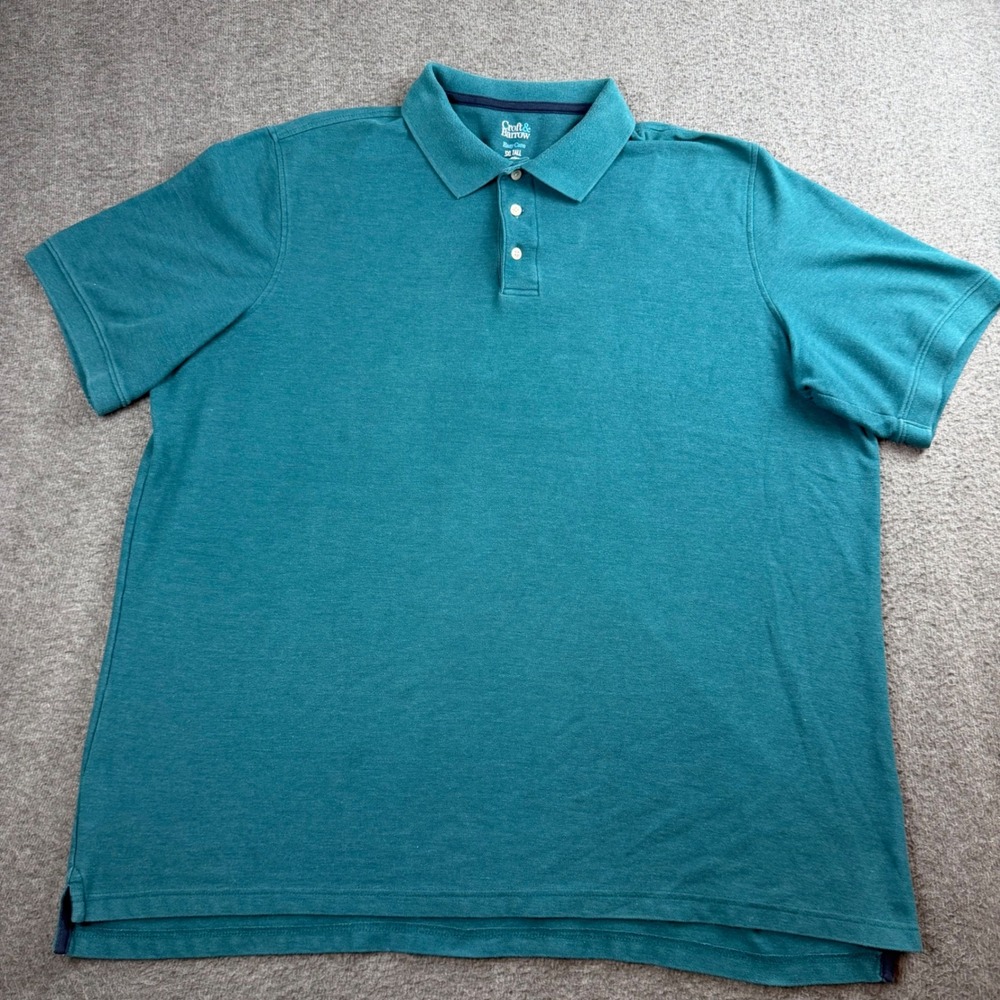 Craft & Barrow Polo Shirt Men's 3XL Tall Teal Blue Easy Care Short Sleeve Pique